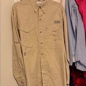 Columbia Khaki Button-Up Shirt